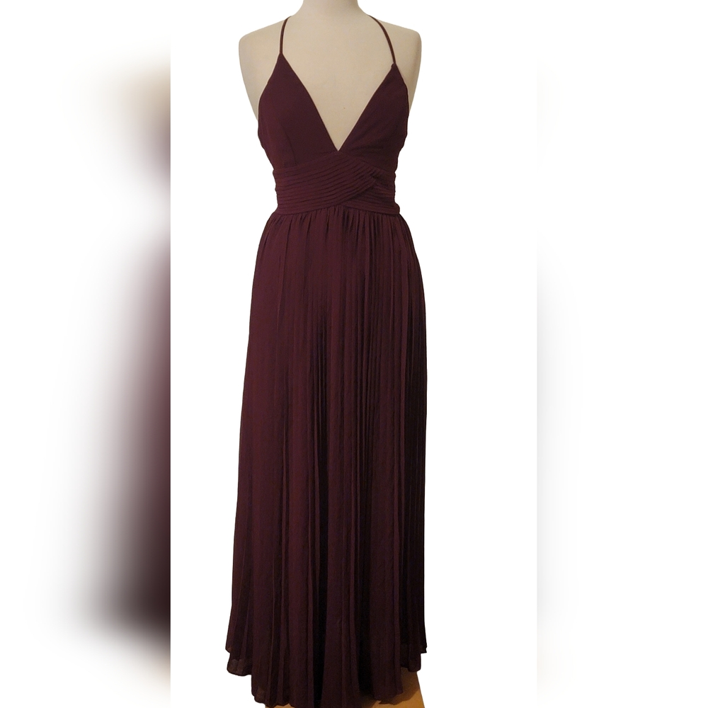 Fashion Nova Wine Sheer Pleated Date Night Ladies Night Out Cocktail Zip Dress